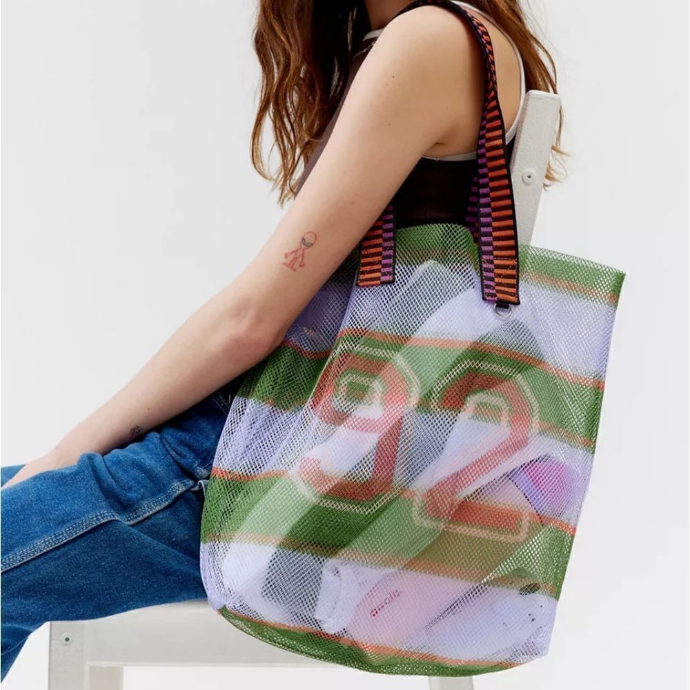 BDG Sporty Printed Mesh Tote Bag varsity